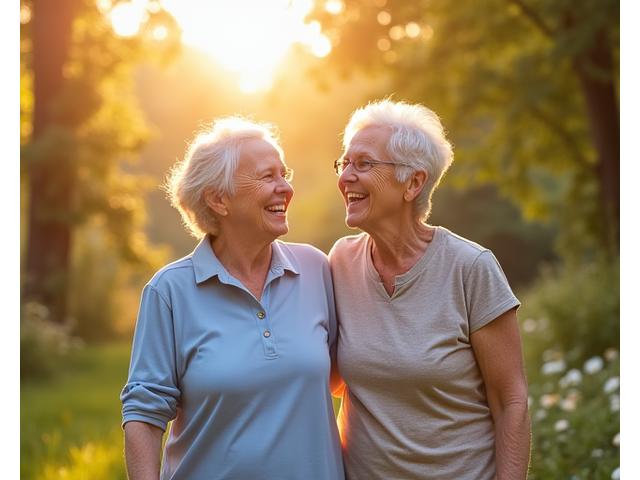 Joyful, active older adults enjoying life outdoors, demonstrating mobility and vitality
